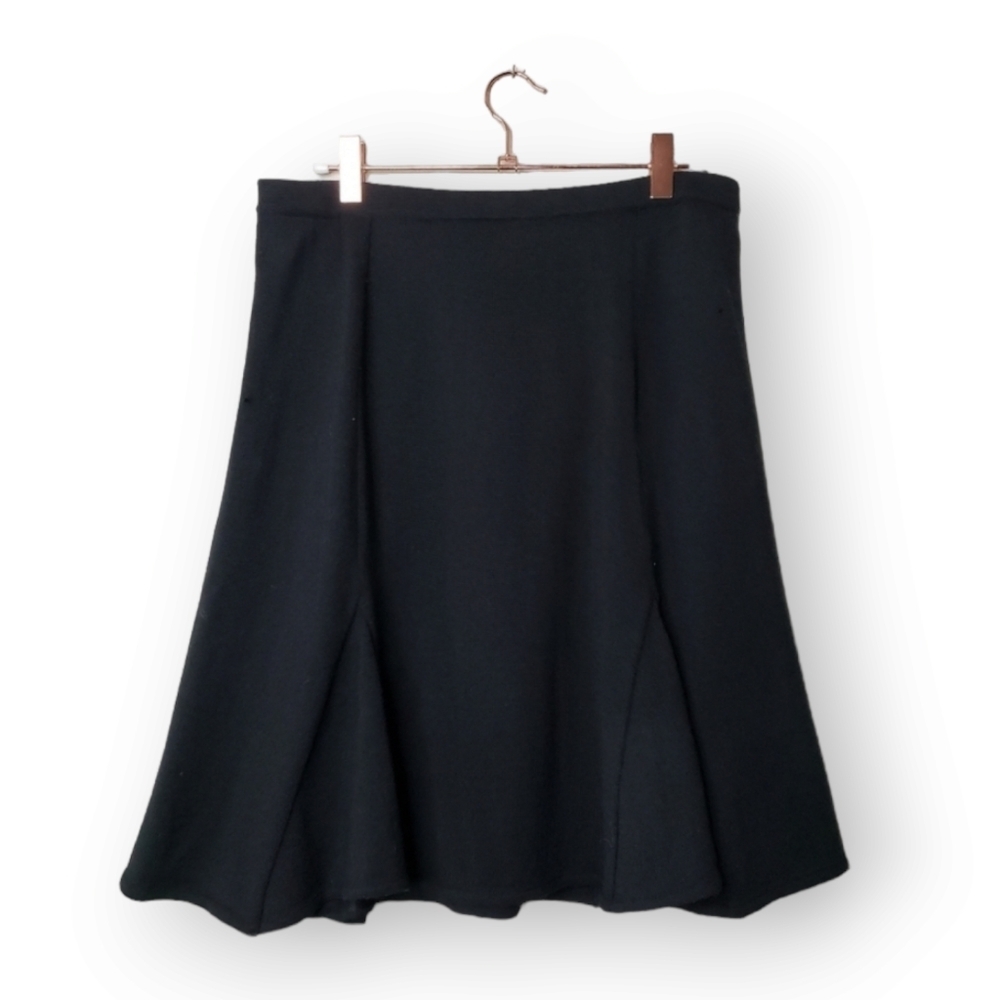 M MISSONI x VINTAGE Black Wool Knit Skater Skirt Size US 8